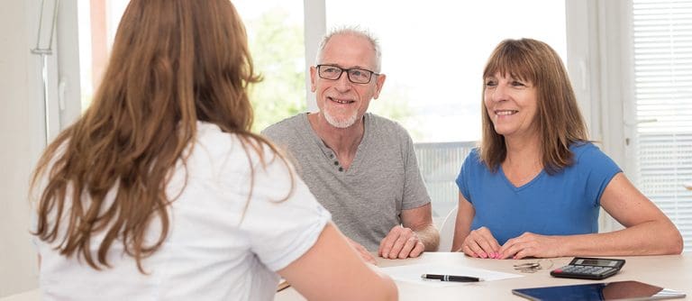 Couple applying for walk-in tub financing